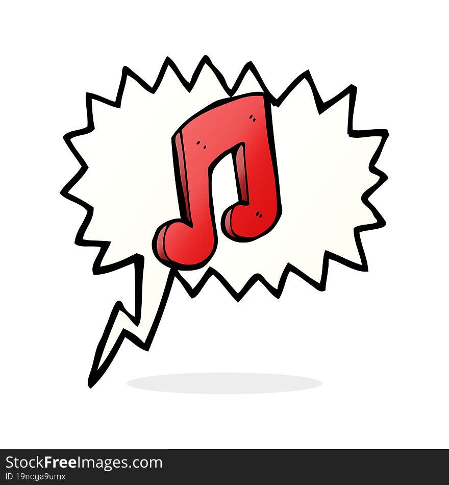 cartoon musical note with speech bubble