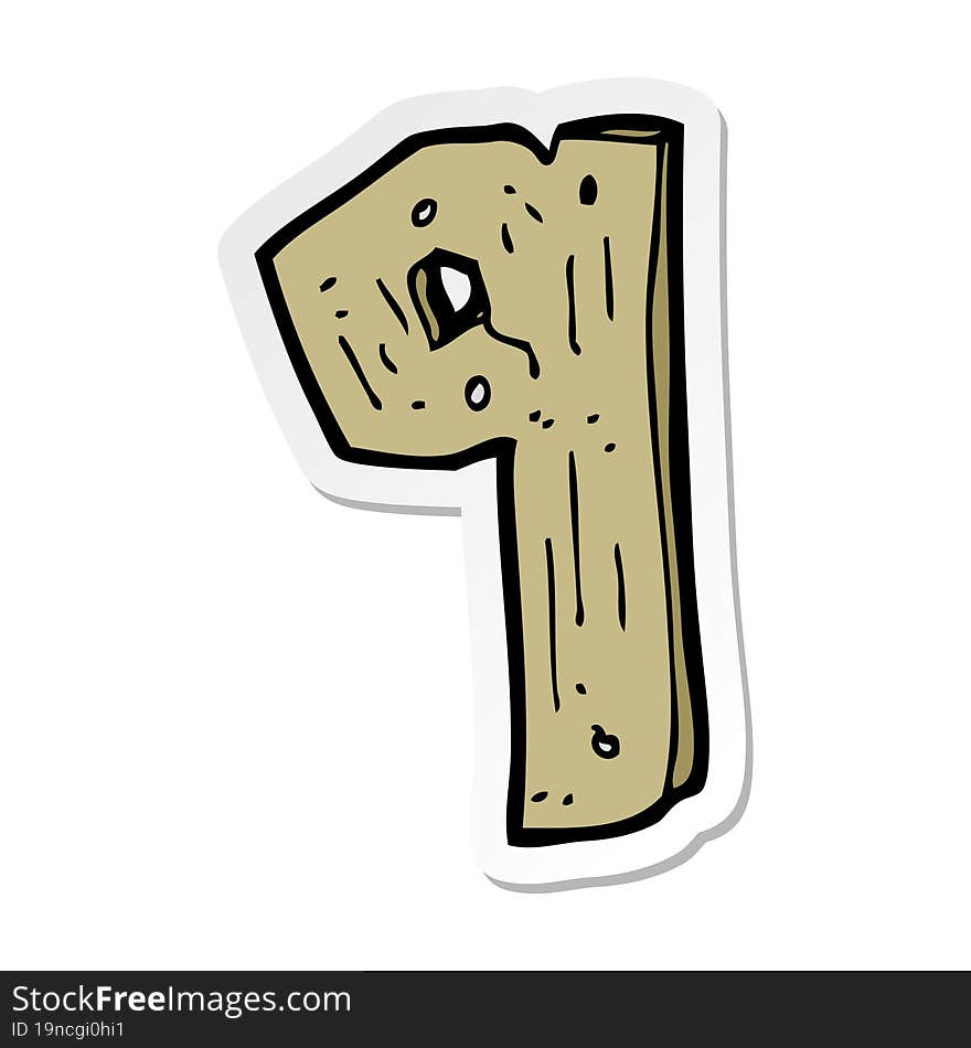 sticker of a cartoon wooden number