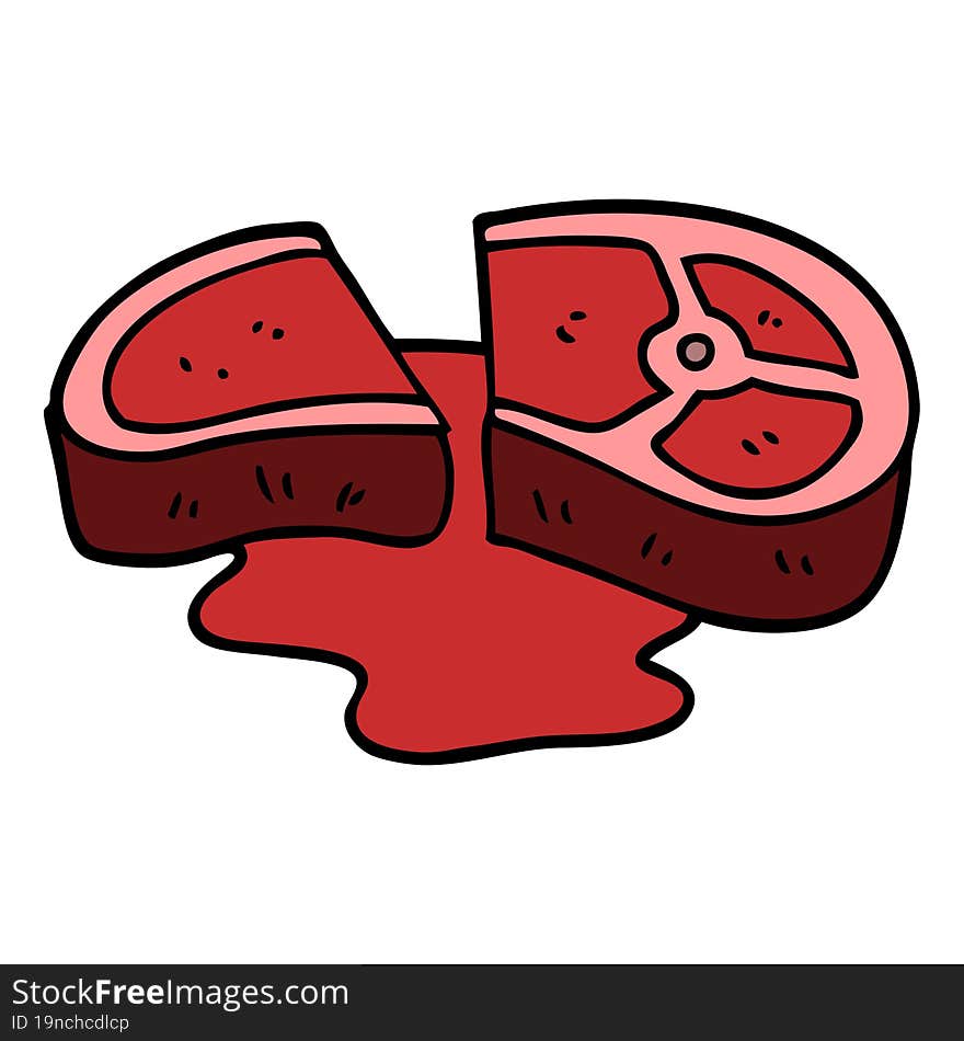 cartoon doodle rare steak