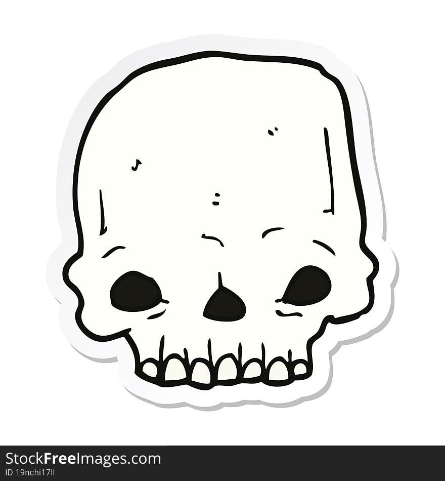 sticker of a cartoon spooky skull