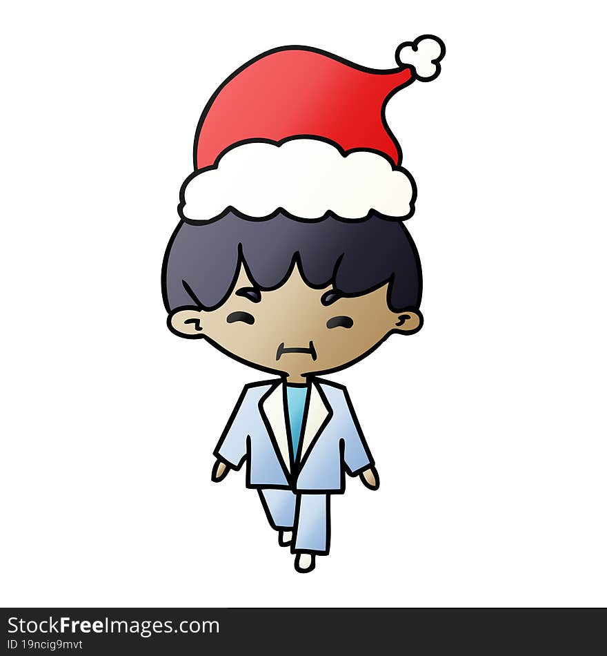 christmas gradient cartoon of kawaii boy