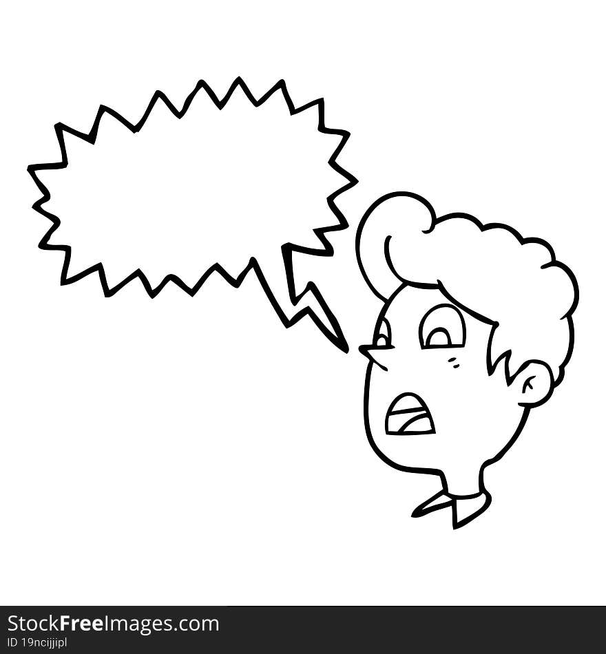 freehand drawn speech bubble cartoon shocked man