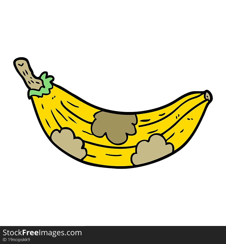 cartoon old banana going brown. cartoon old banana going brown