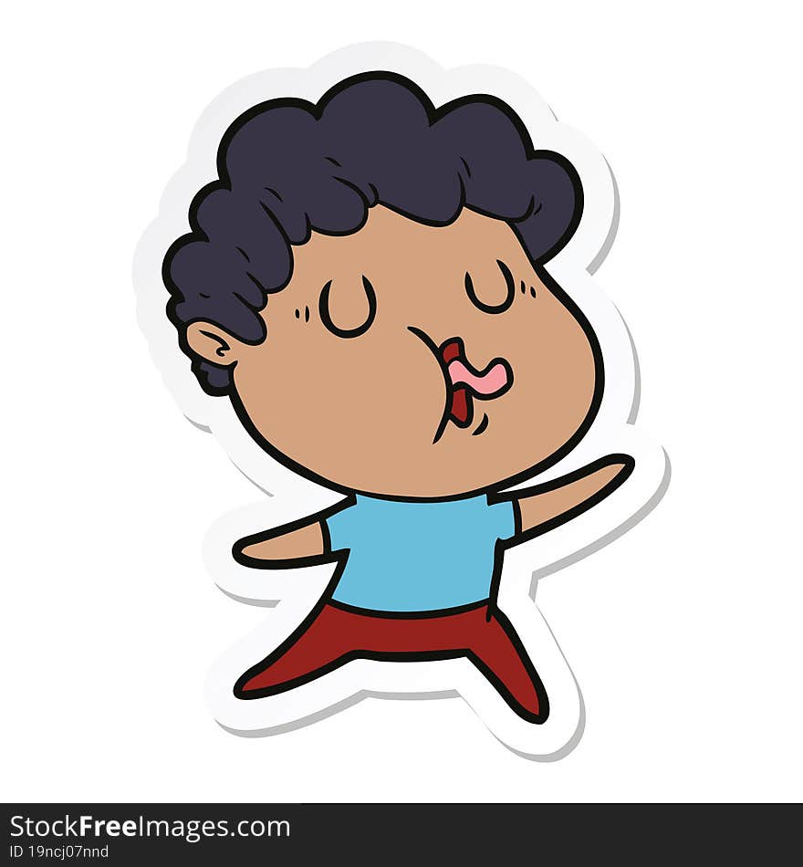 sticker of a cartoon man singing