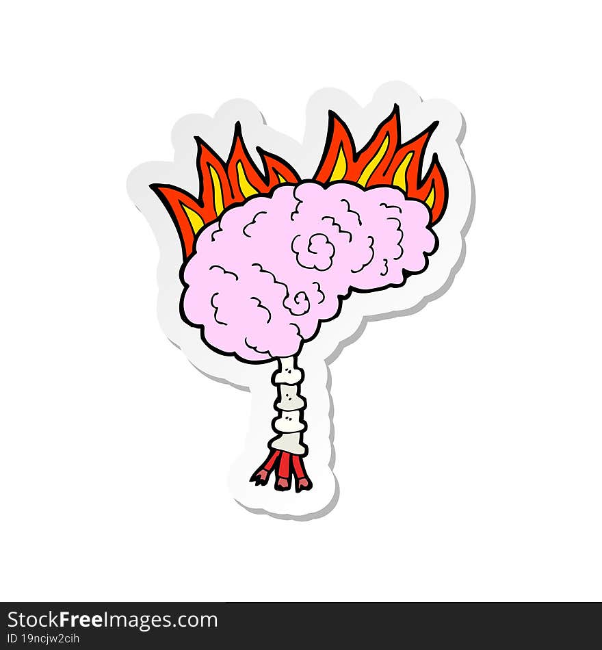 sticker of a cartoon brain