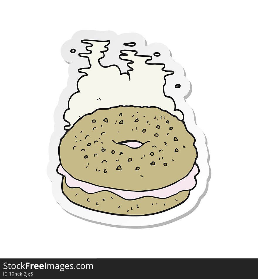 sticker of a cartoon bagel