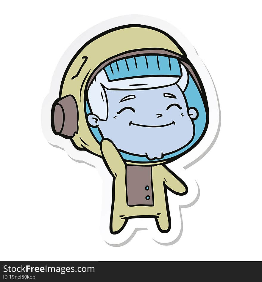 Sticker Of A Happy Cartoon Astronaut