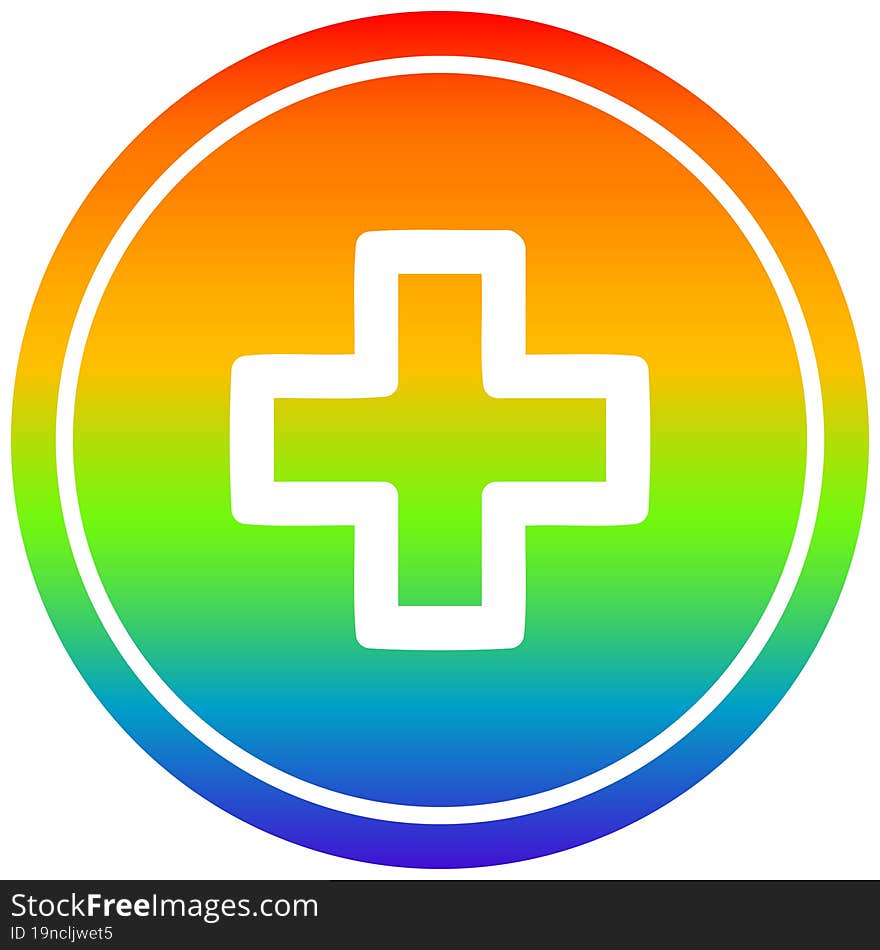 addition symbol circular in rainbow spectrum