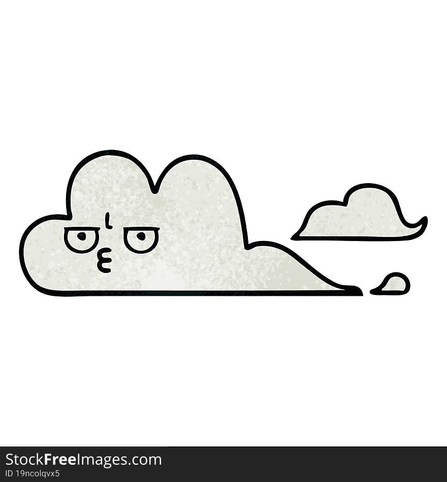 retro grunge texture cartoon of a white cloud