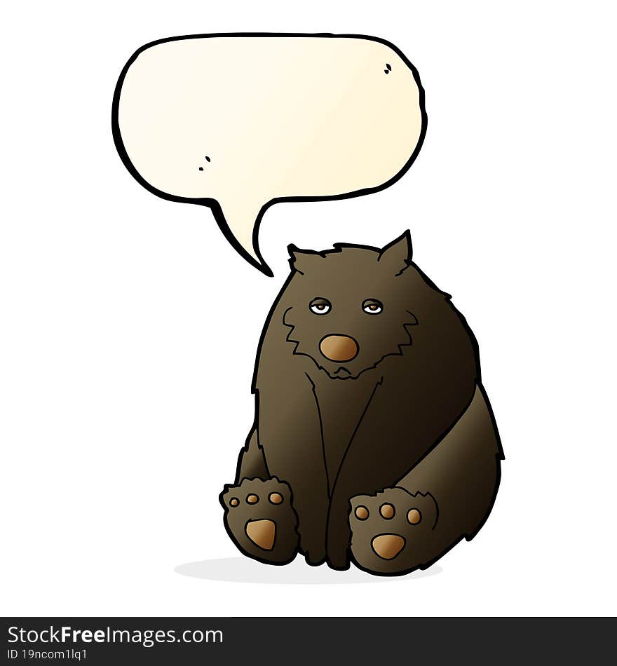 cartoon unhappy black bear with speech bubble