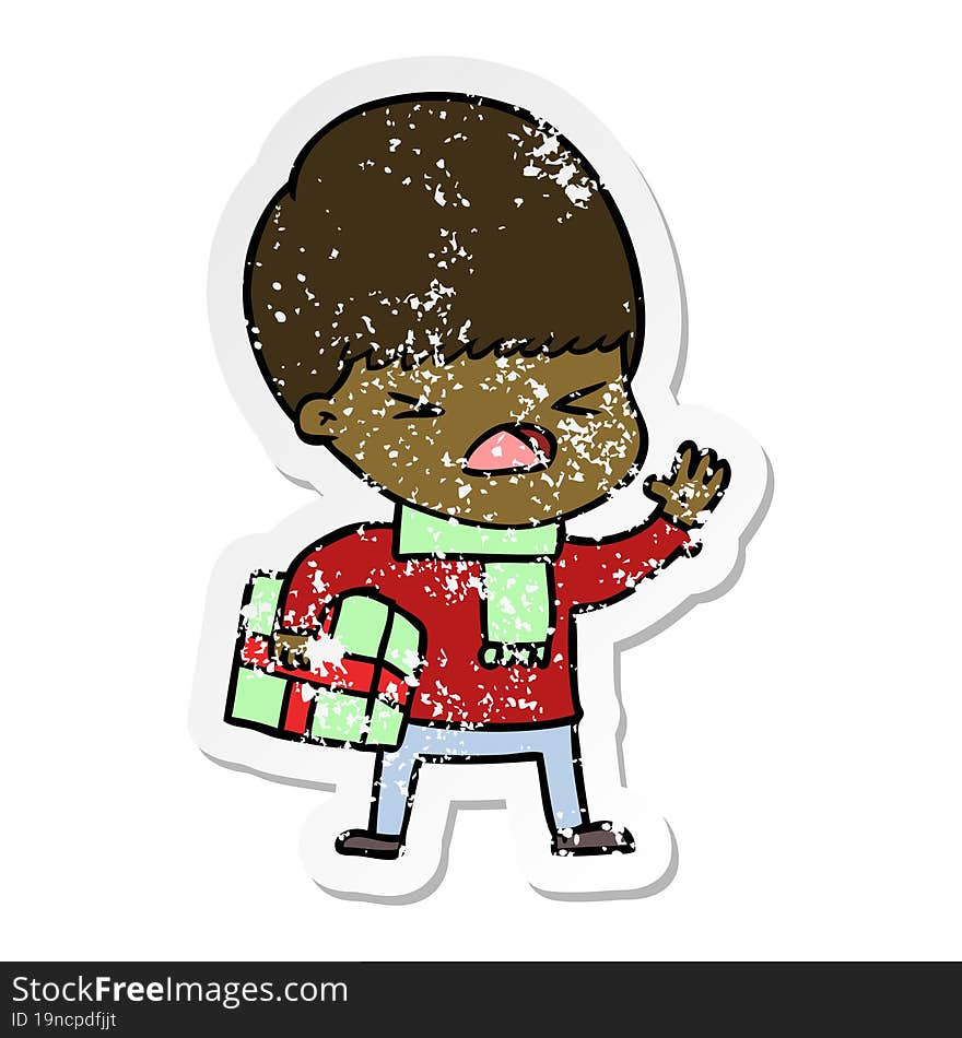 distressed sticker of a cartoon stressed man