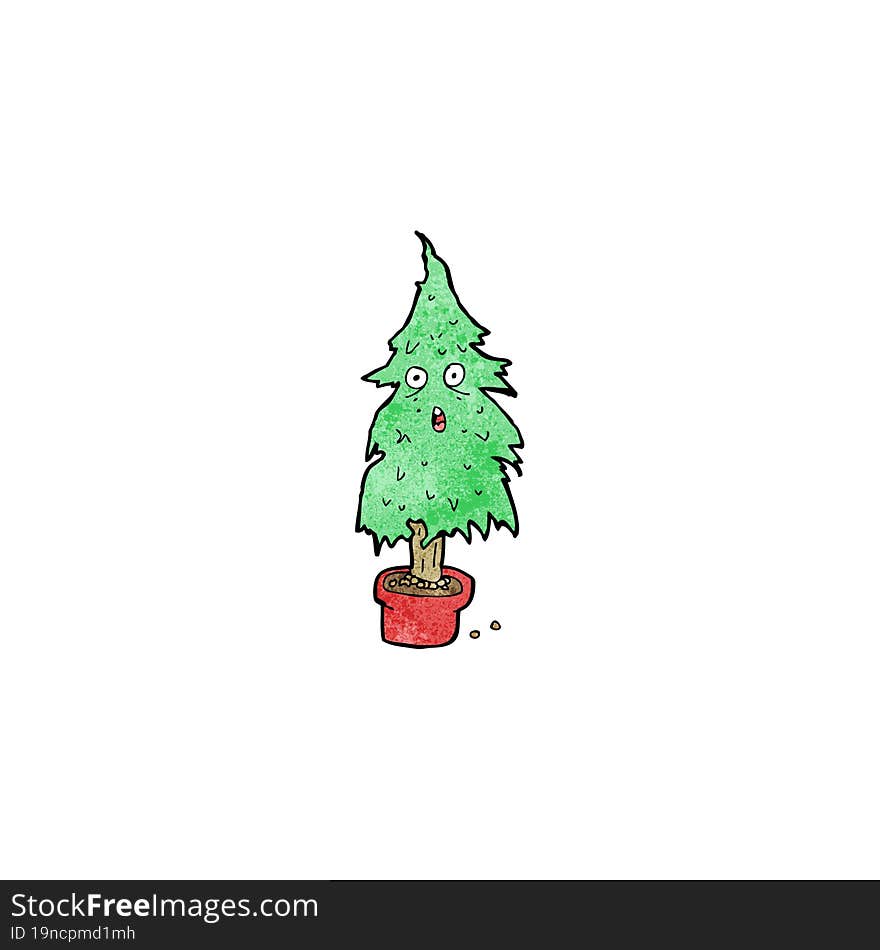 cartoon ragged old christmas tree