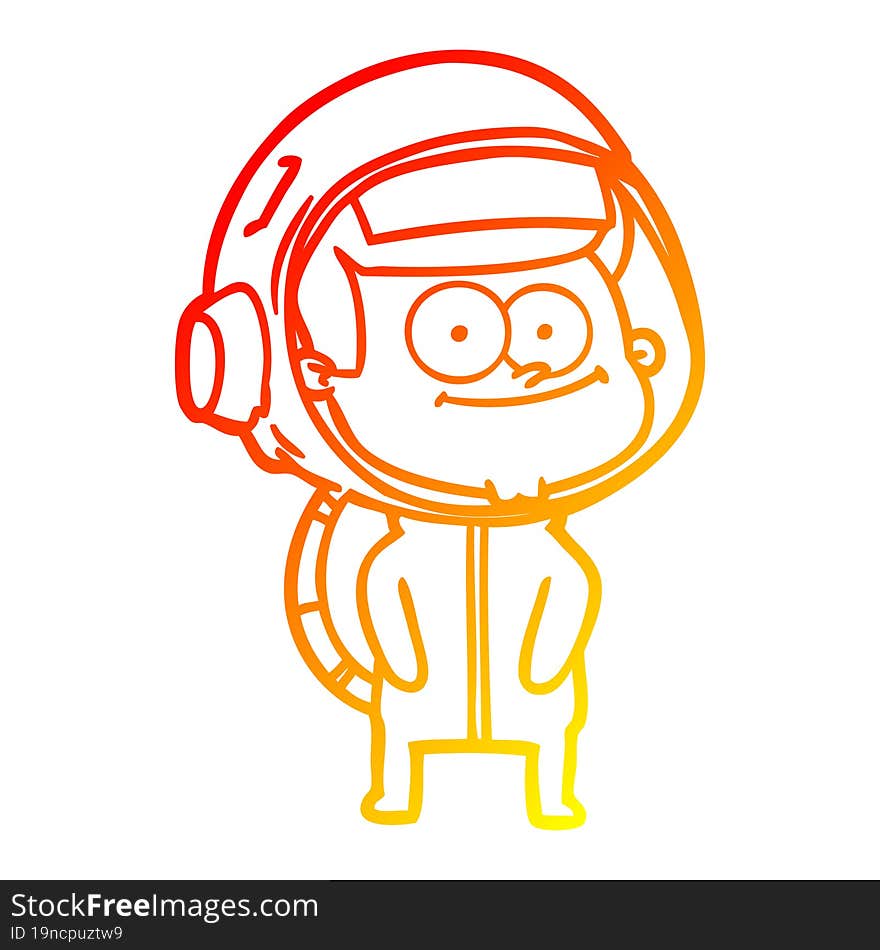 warm gradient line drawing of a happy astronaut cartoon