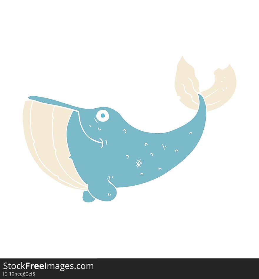 flat color illustration of a cartoon whale