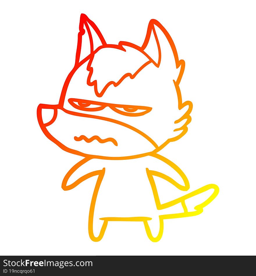 warm gradient line drawing cartoon annoyed wolf