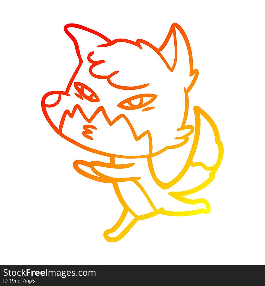 warm gradient line drawing clever cartoon fox