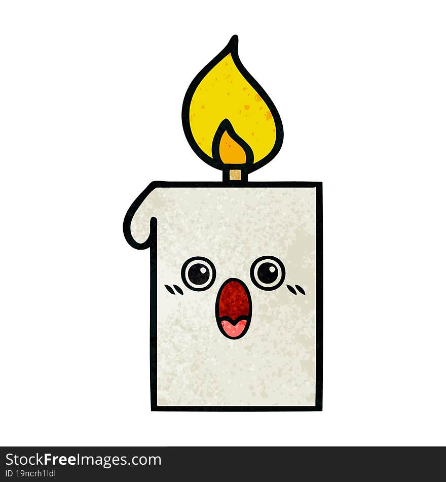 retro grunge texture cartoon of a lit candle