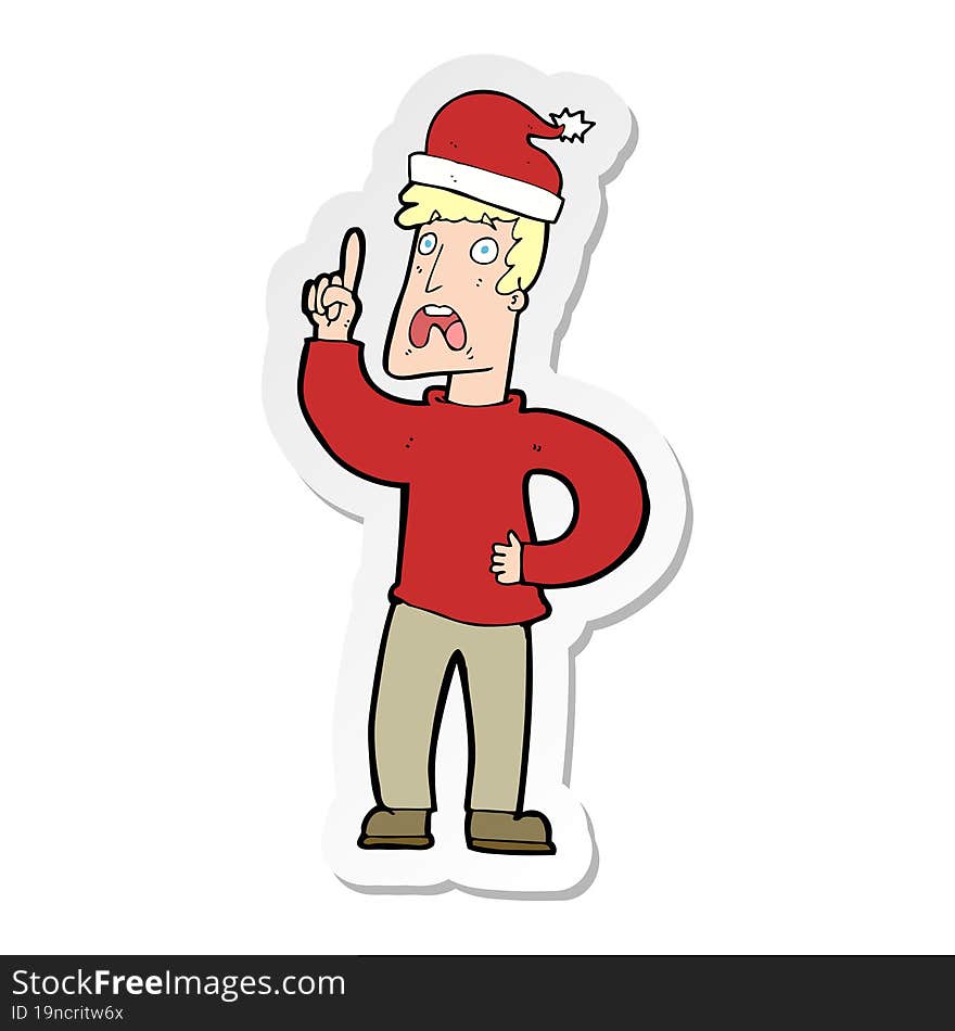 sticker of a cartoon man ready for christmas