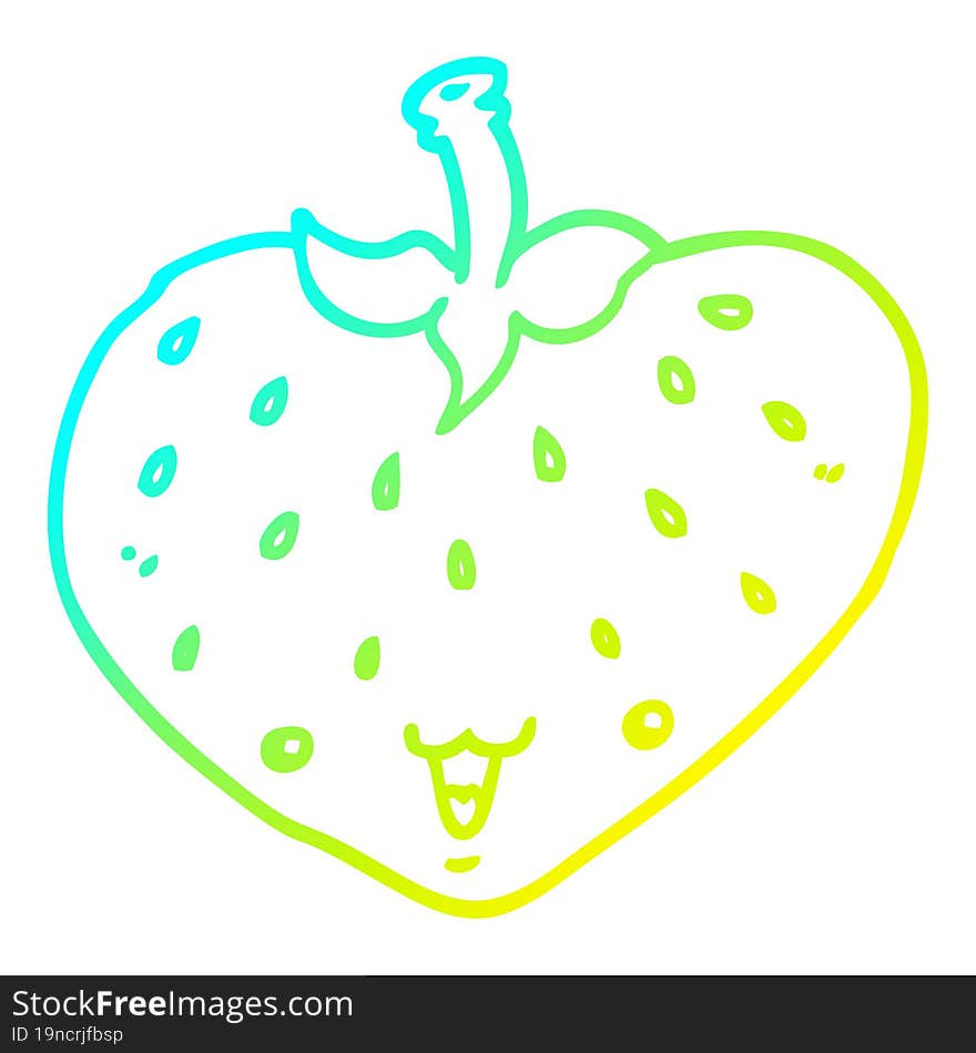 cold gradient line drawing cartoon strawberry