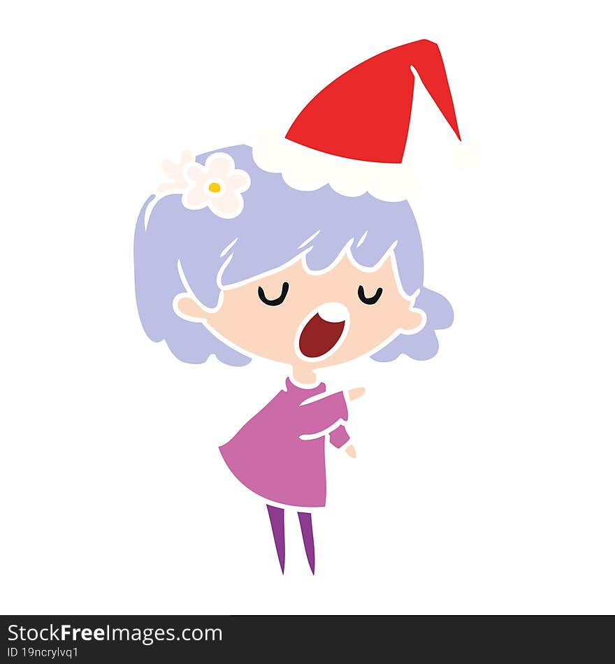 hand drawn christmas cartoon of kawaii girl