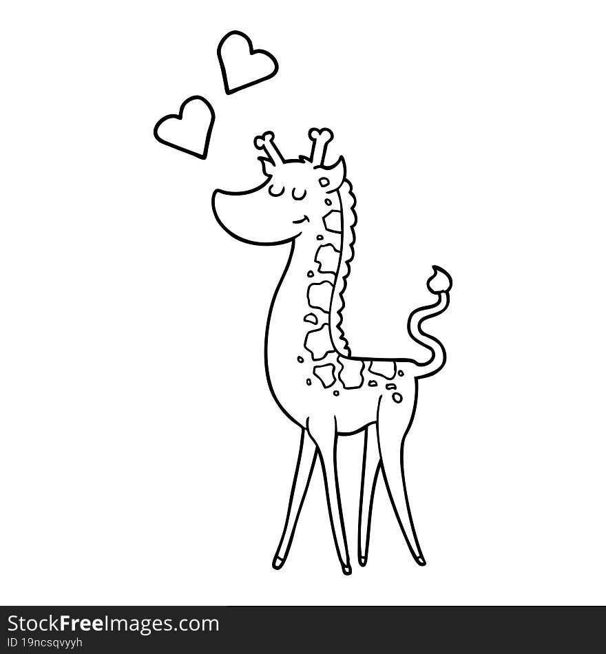 cartoon giraffe with love heart