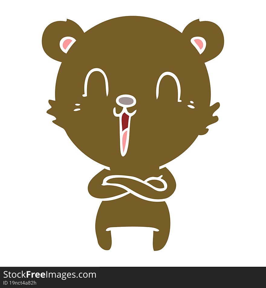 happy flat color style cartoon bear