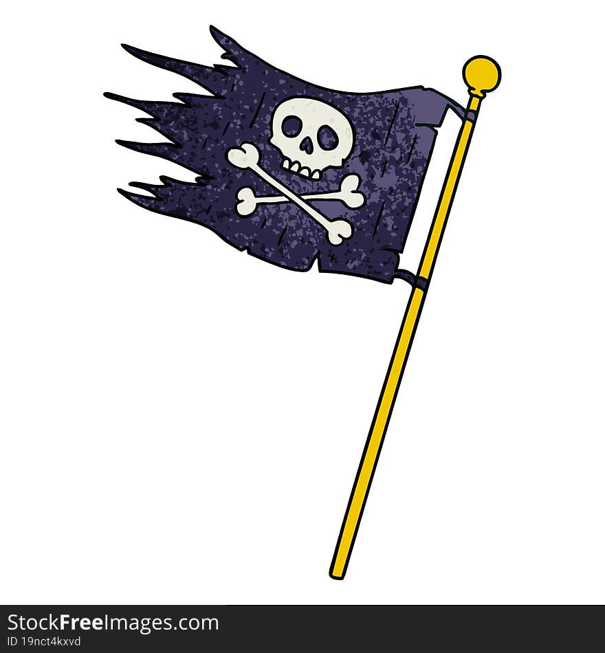 textured cartoon doodle of a pirates flag