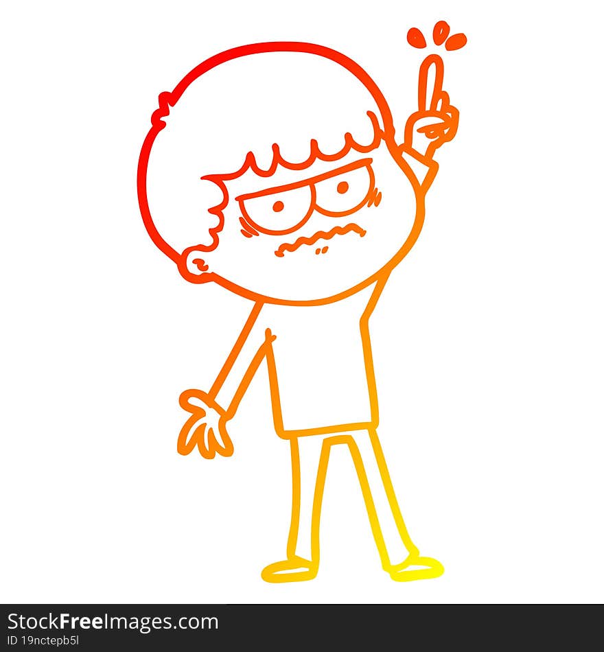 Warm Gradient Line Drawing Cartoon Annoyed Man