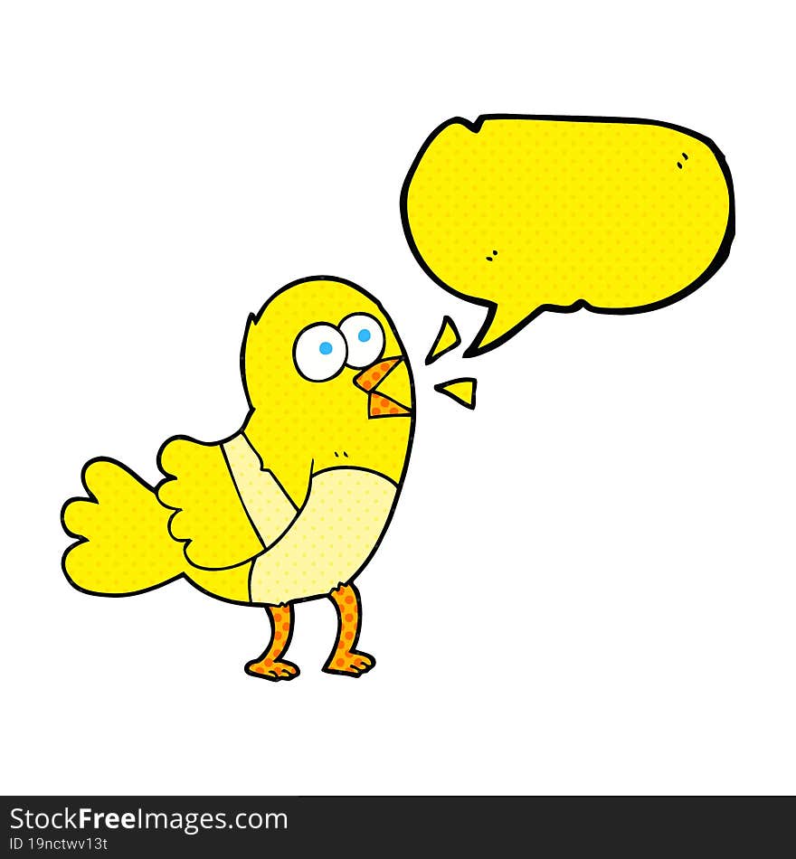 freehand drawn comic book speech bubble cartoon bird