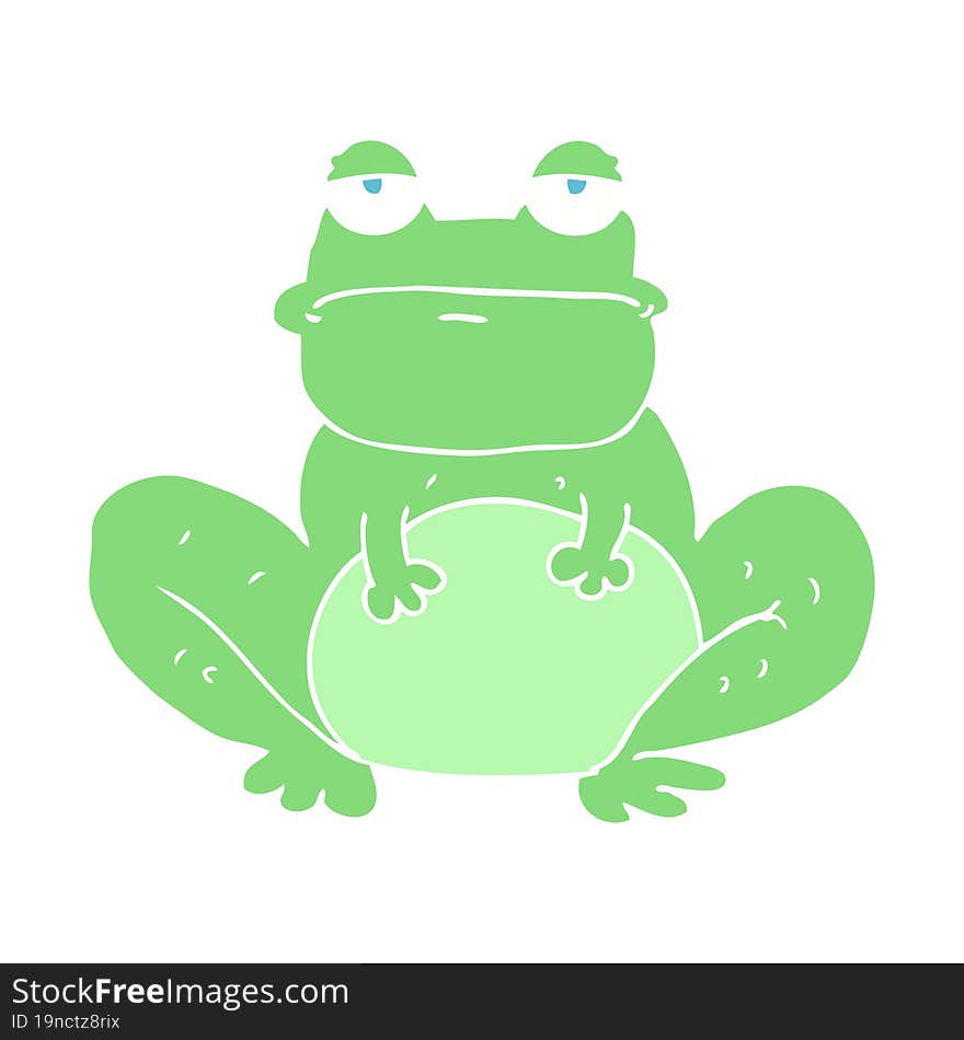 flat color illustration of a cartoon frog