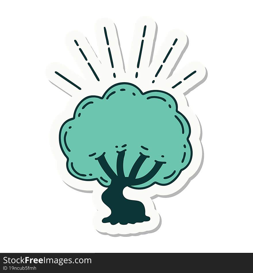 sticker of a tattoo style tree