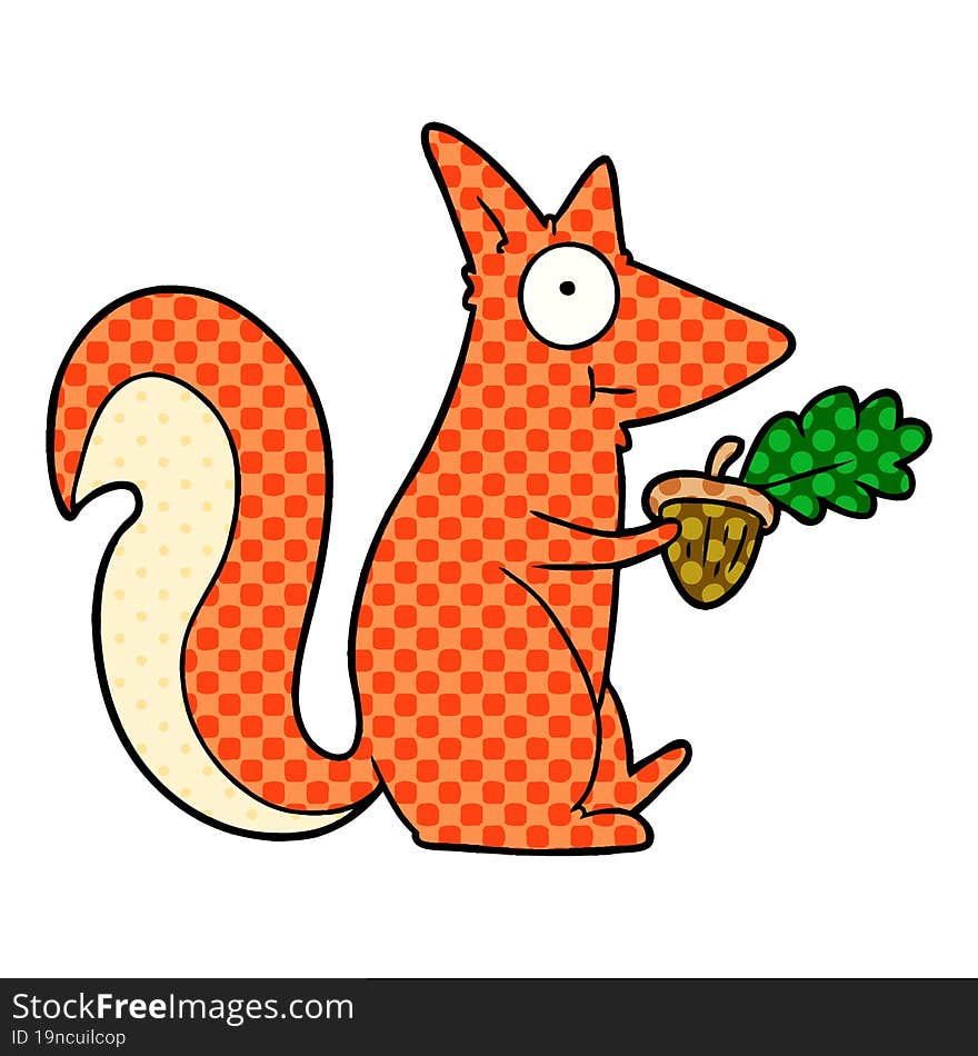 cartoon squirrel with acorn. cartoon squirrel with acorn