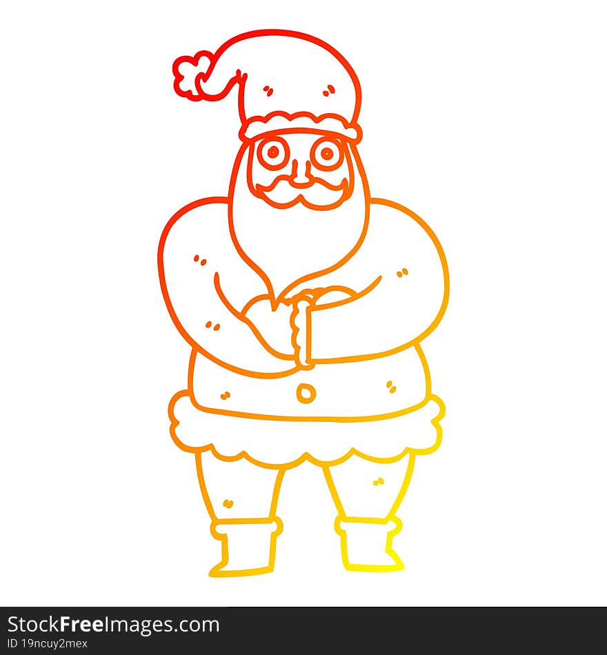 warm gradient line drawing cartoon santa