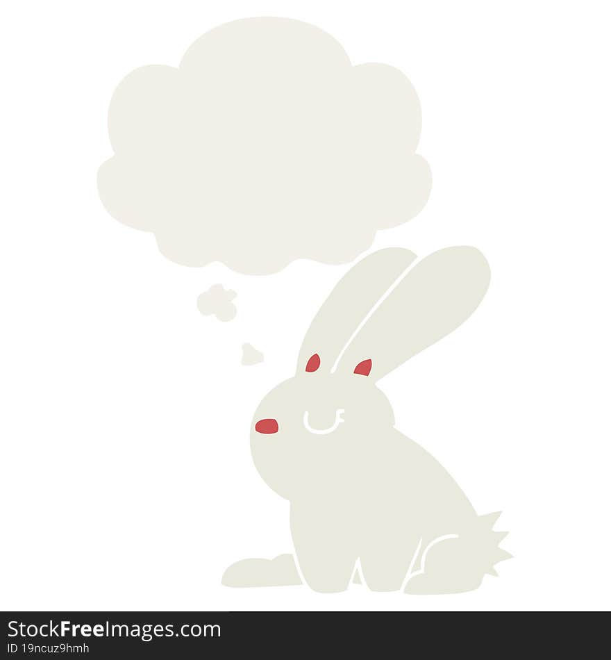 Cartoon Rabbit And Thought Bubble In Retro Style