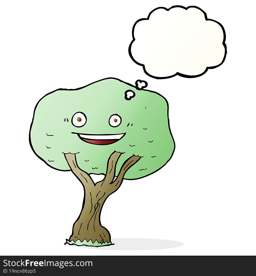 cartoon tree with thought bubble