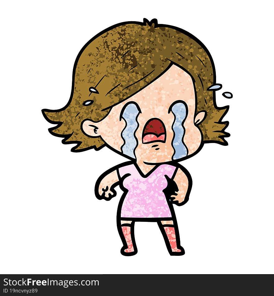 cartoon woman crying. cartoon woman crying