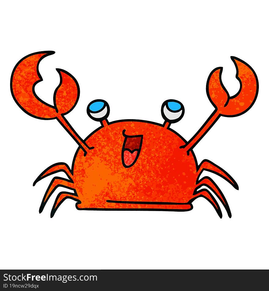 quirky hand drawn cartoon happy crab