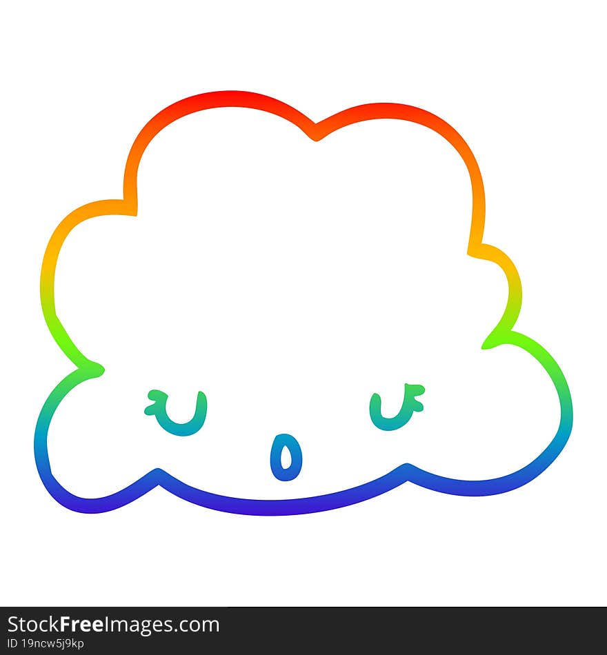 rainbow gradient line drawing cute cartoon cloud