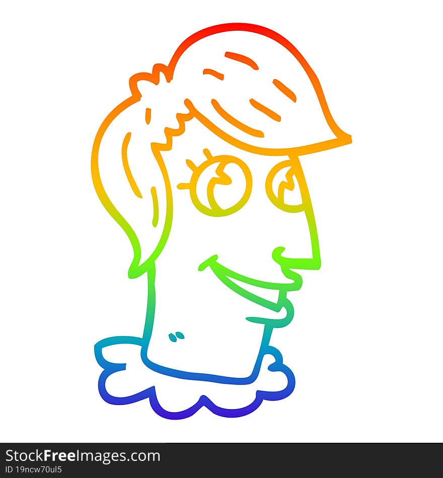 rainbow gradient line drawing cartoon human head