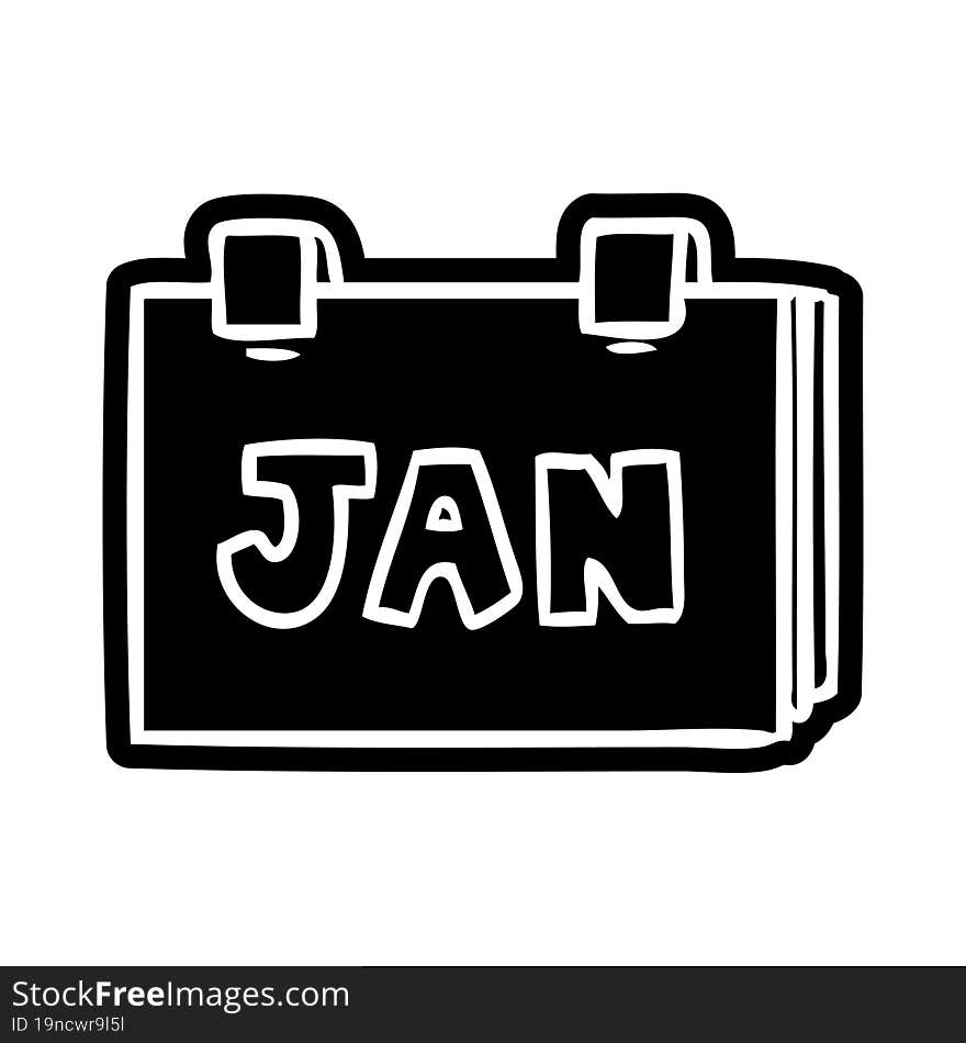 cartoon icon drawing of a calendar with jan