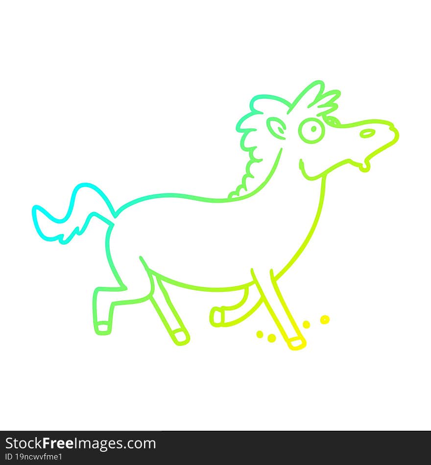 cold gradient line drawing cartoon running horse