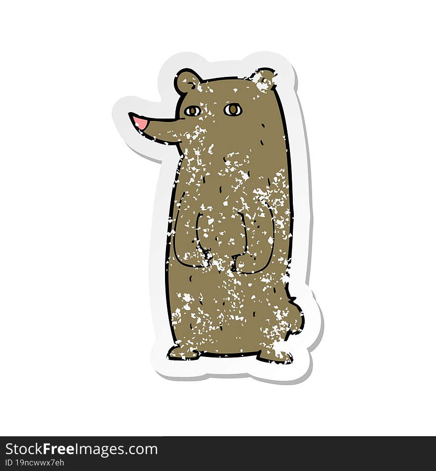 retro distressed sticker of a funny cartoon bear