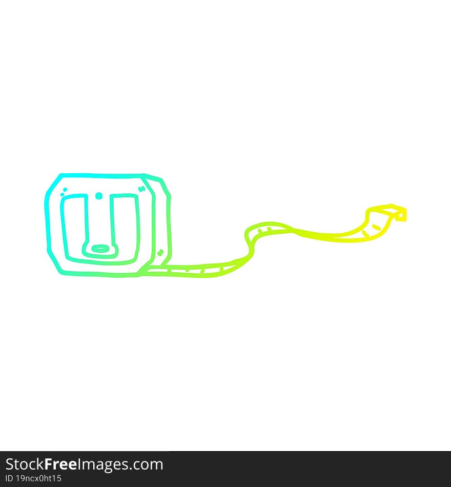 cold gradient line drawing of a cartoon tape measure