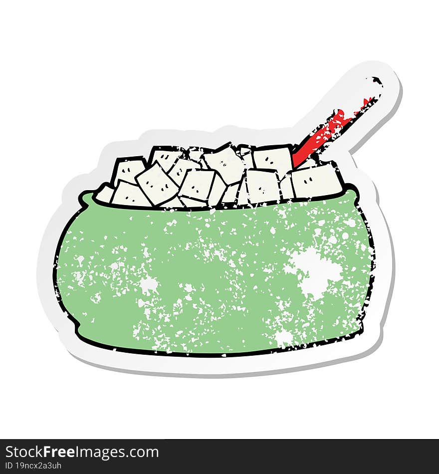 distressed sticker of a cartoon sugar bowl