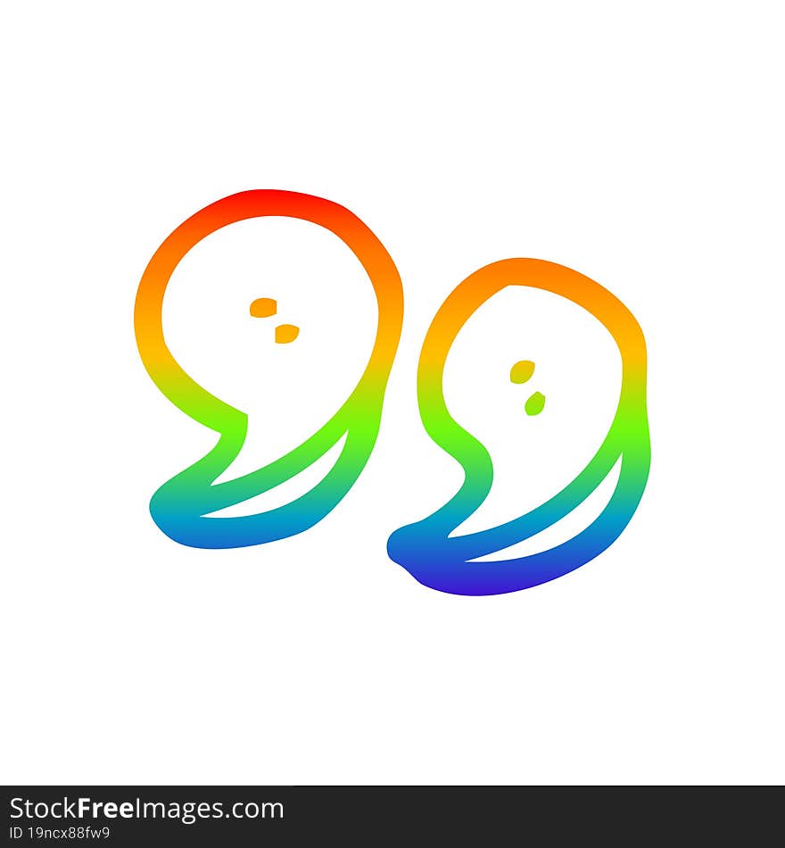 rainbow gradient line drawing cartoon quotation marks