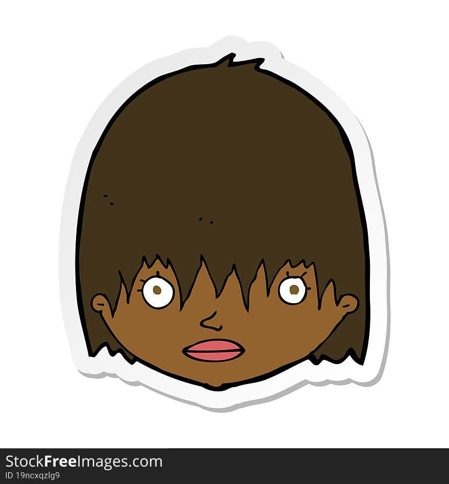 sticker of a cartoon staring woman