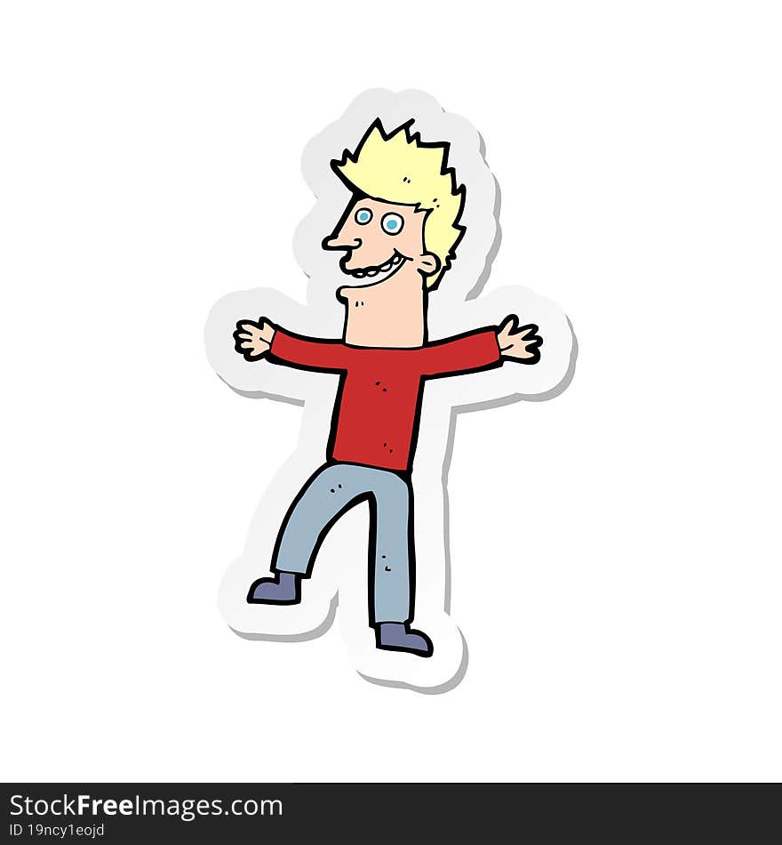 Sticker Of A Cartoon Happy Man