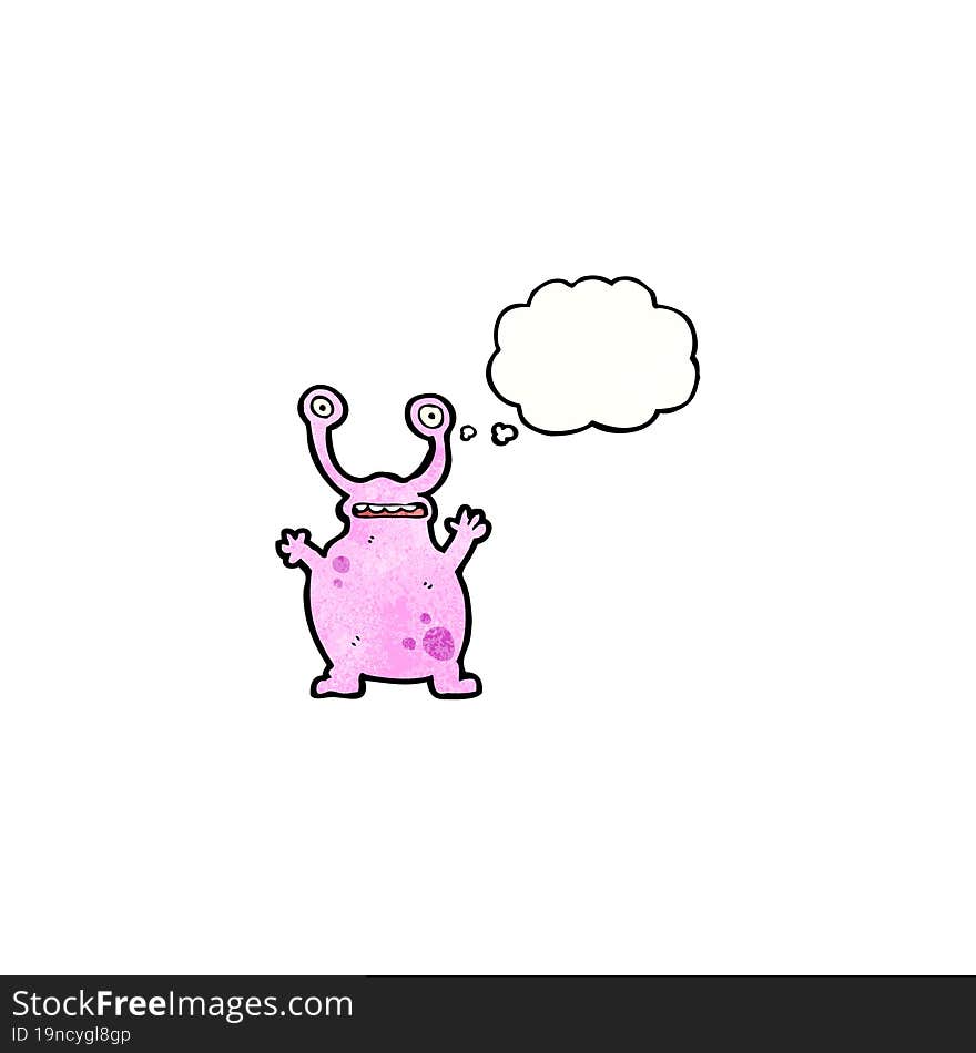 cartoon alien with thought bubble