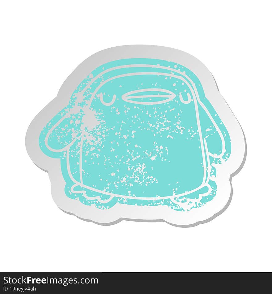 distressed old sticker kawaii of a cute penguin