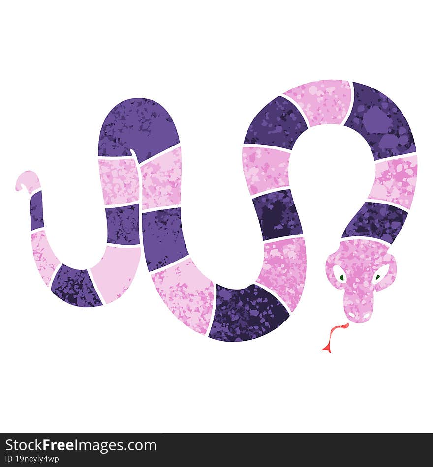 retro illustration style quirky cartoon snake. retro illustration style quirky cartoon snake